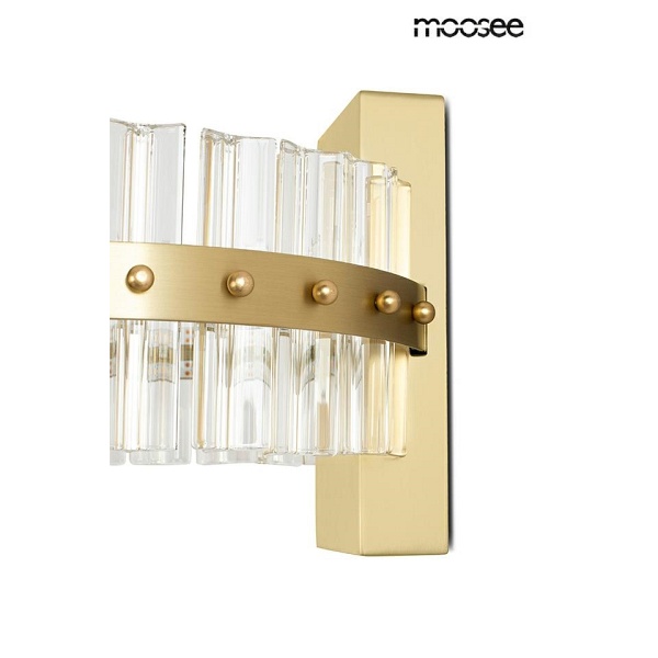 Lampa ścienna SATURNUS WALL złota - LED, kryształ, stal szczotkowana - Moosee